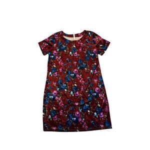Women's Large Velvet Floral Shift Dress Short Sleeve Party Cocktail